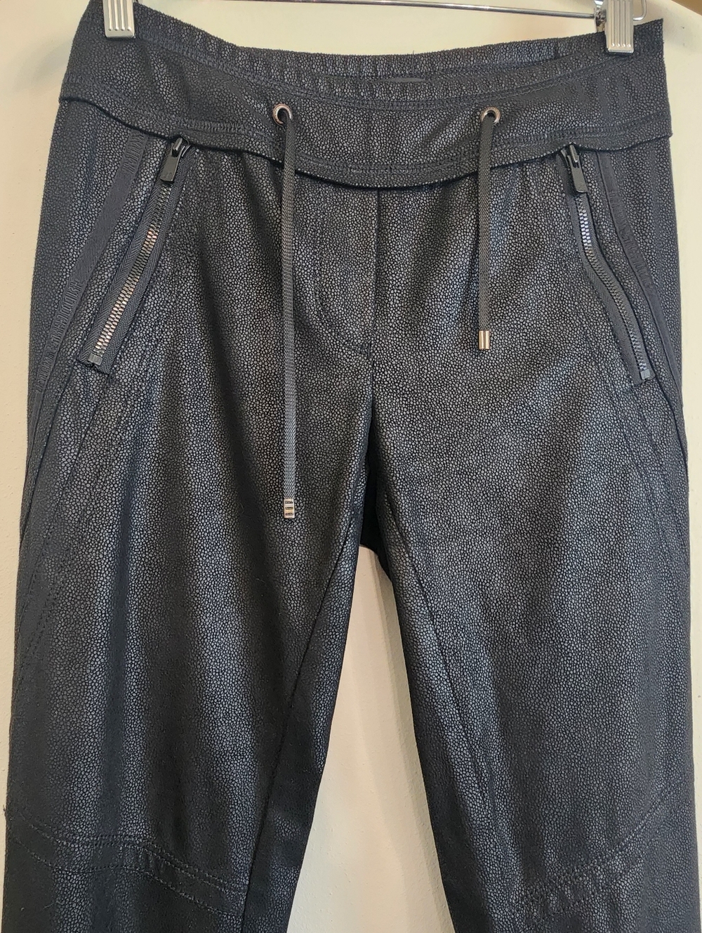 Beate Heymann Size 4 Black Faux Leather Moto Cuffed Joggers - Picture 5 of 12
